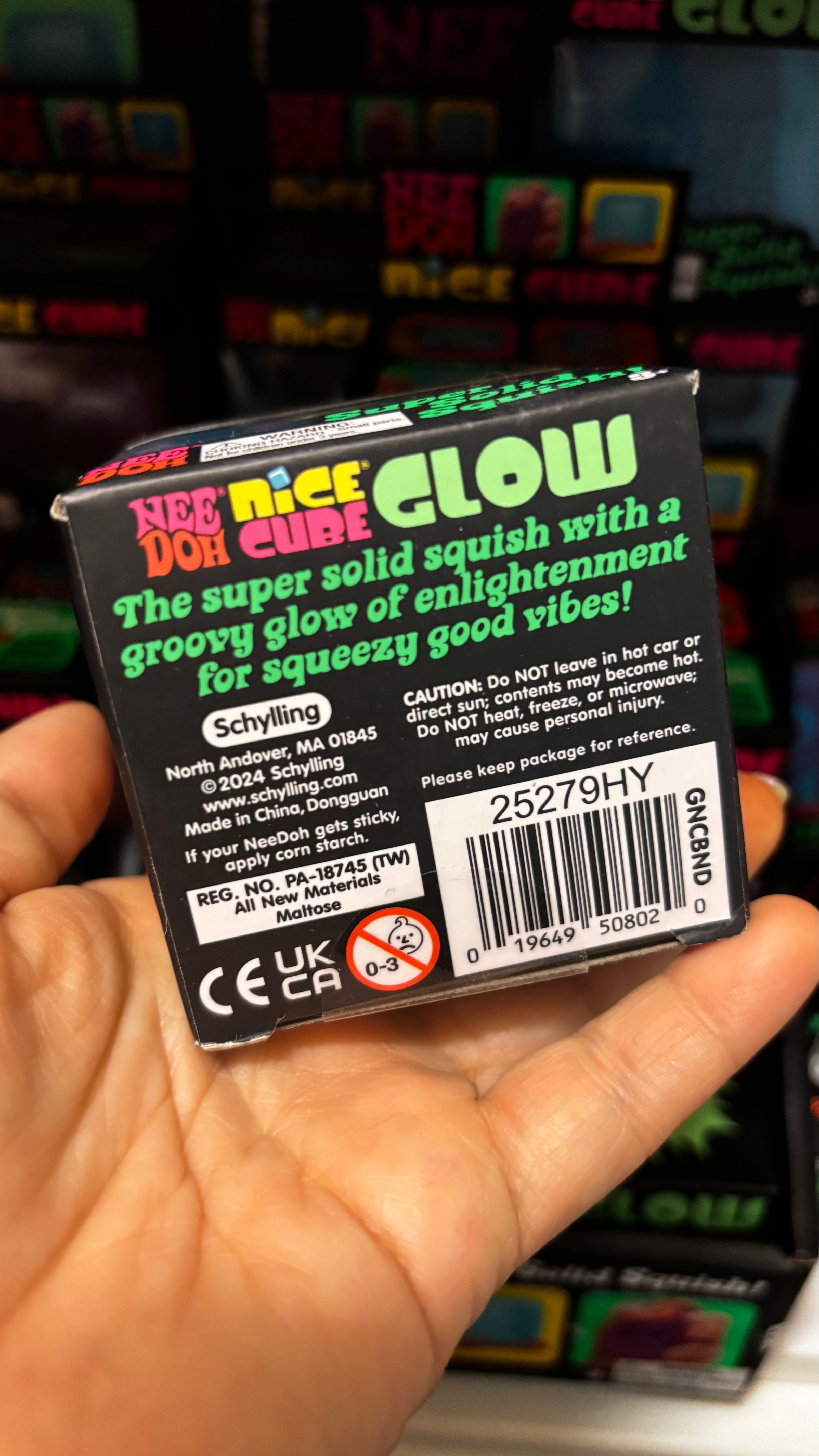NeeDoh® Nice Cube GLOW Squishy Fidget Stress Ball (1pc) Assorted Colors