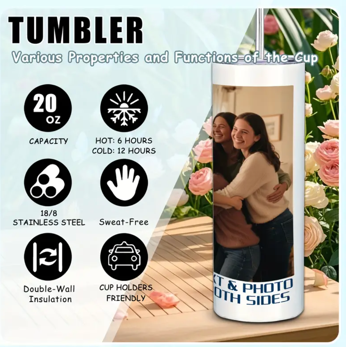 Custom 3-Photo Tumbler - 20oz Best Gift