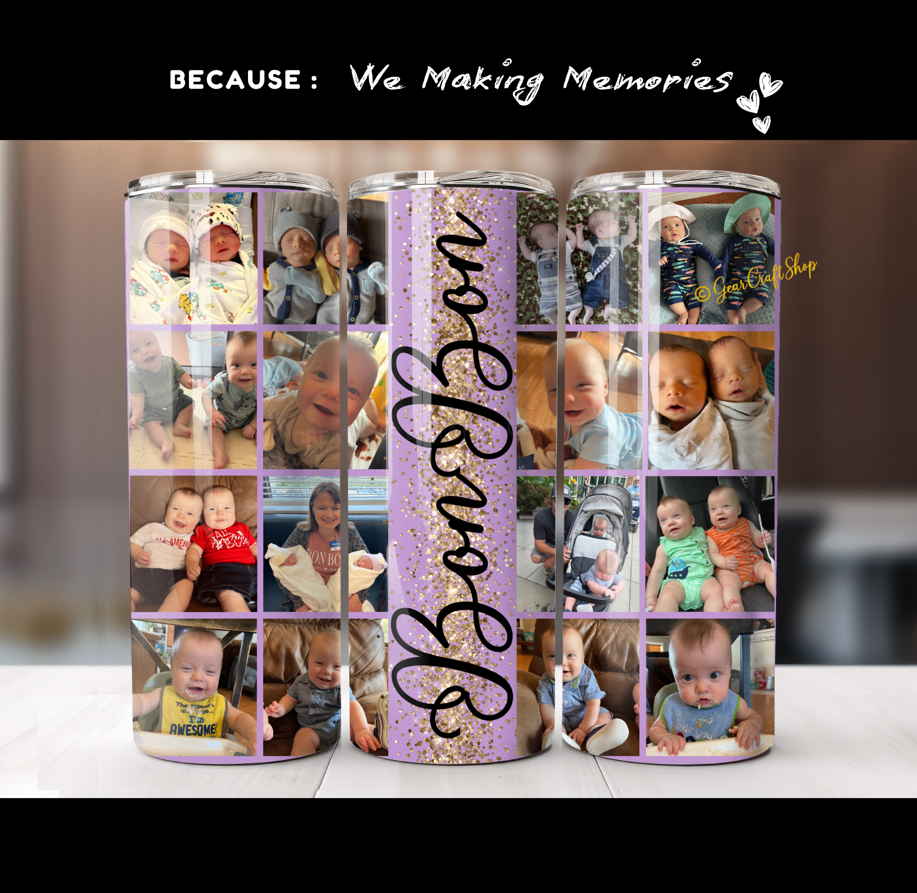 Personalized 16 Photos Tumbler - 20oz Perfect Gift for Family, Holidays & Birthdays