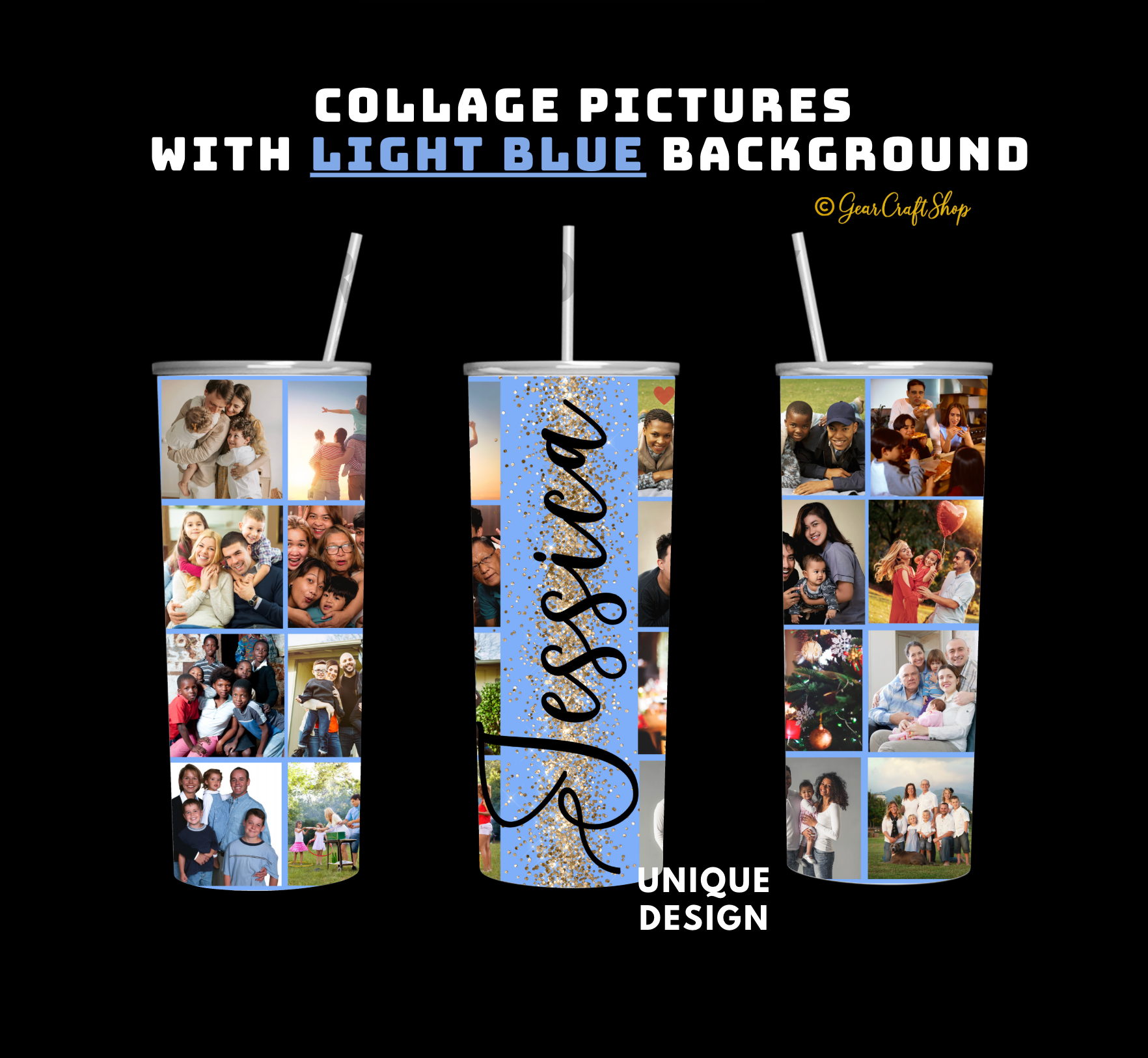 Personalized 16 Photos Tumbler - 20oz Perfect Gift for Family, Holidays & Birthdays