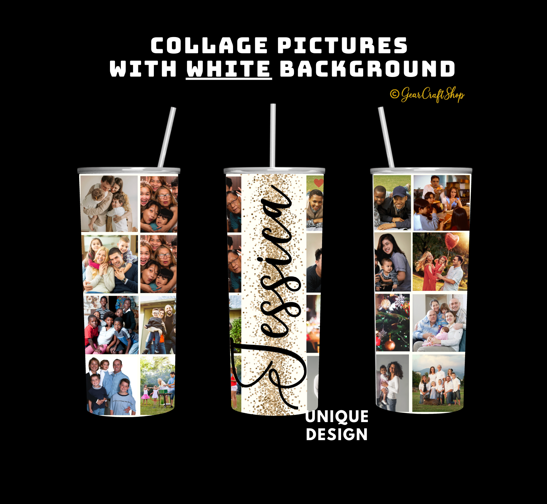 Personalized 16 Photos Tumbler - 20oz Perfect Gift for Family, Holidays & Birthdays