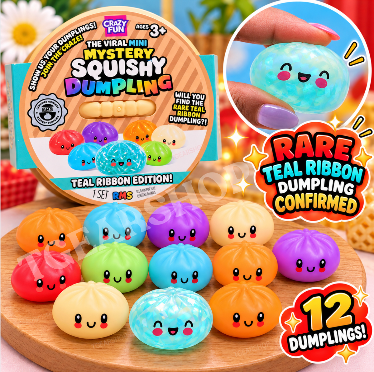 RMS Mini Squishy Dumpling 12-Pack – Rare Teal Ribbon Confirmed