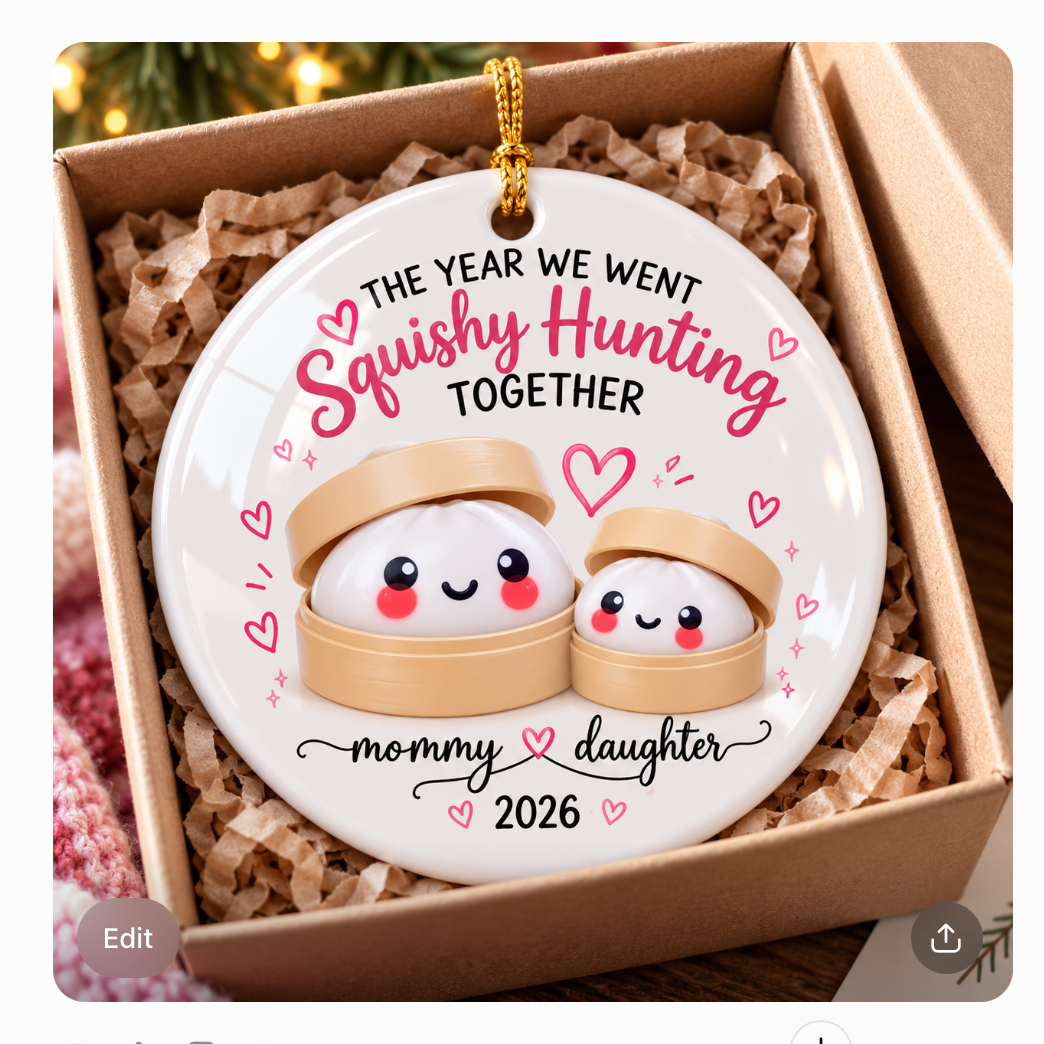 New 2026 Mommy and Daughter Squishy Hunting Christmas ornament