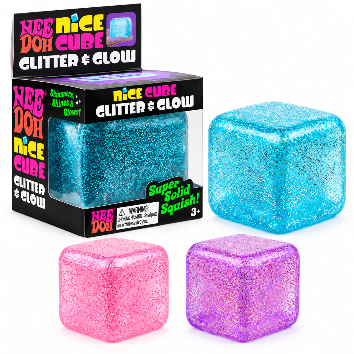 NeeDoh Nice Cube Glitter & Glow - 1 Random Color