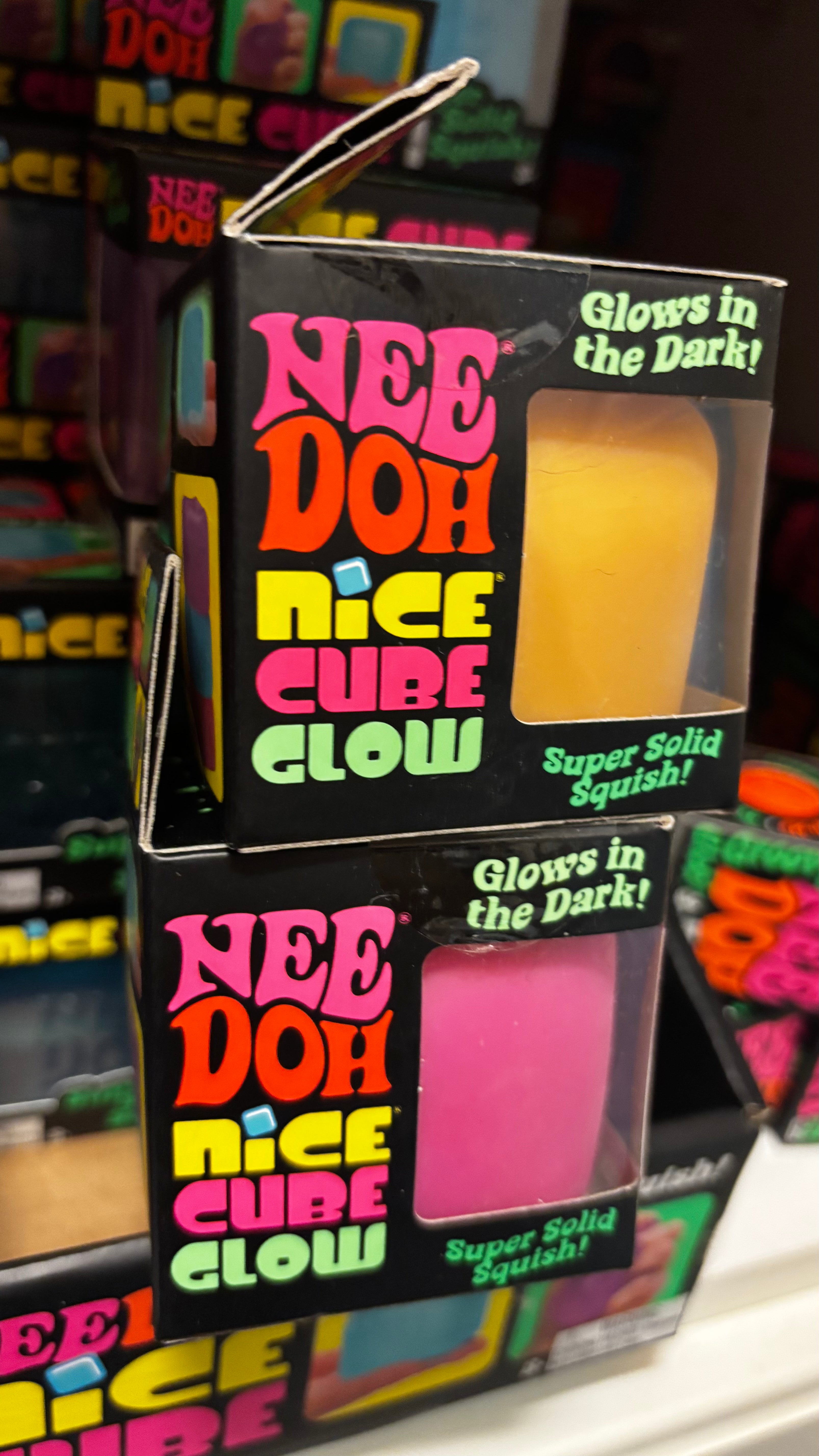 NeeDoh® Nice Cube GLOW Squishy Fidget Stress Ball (1pc) Assorted Colors
