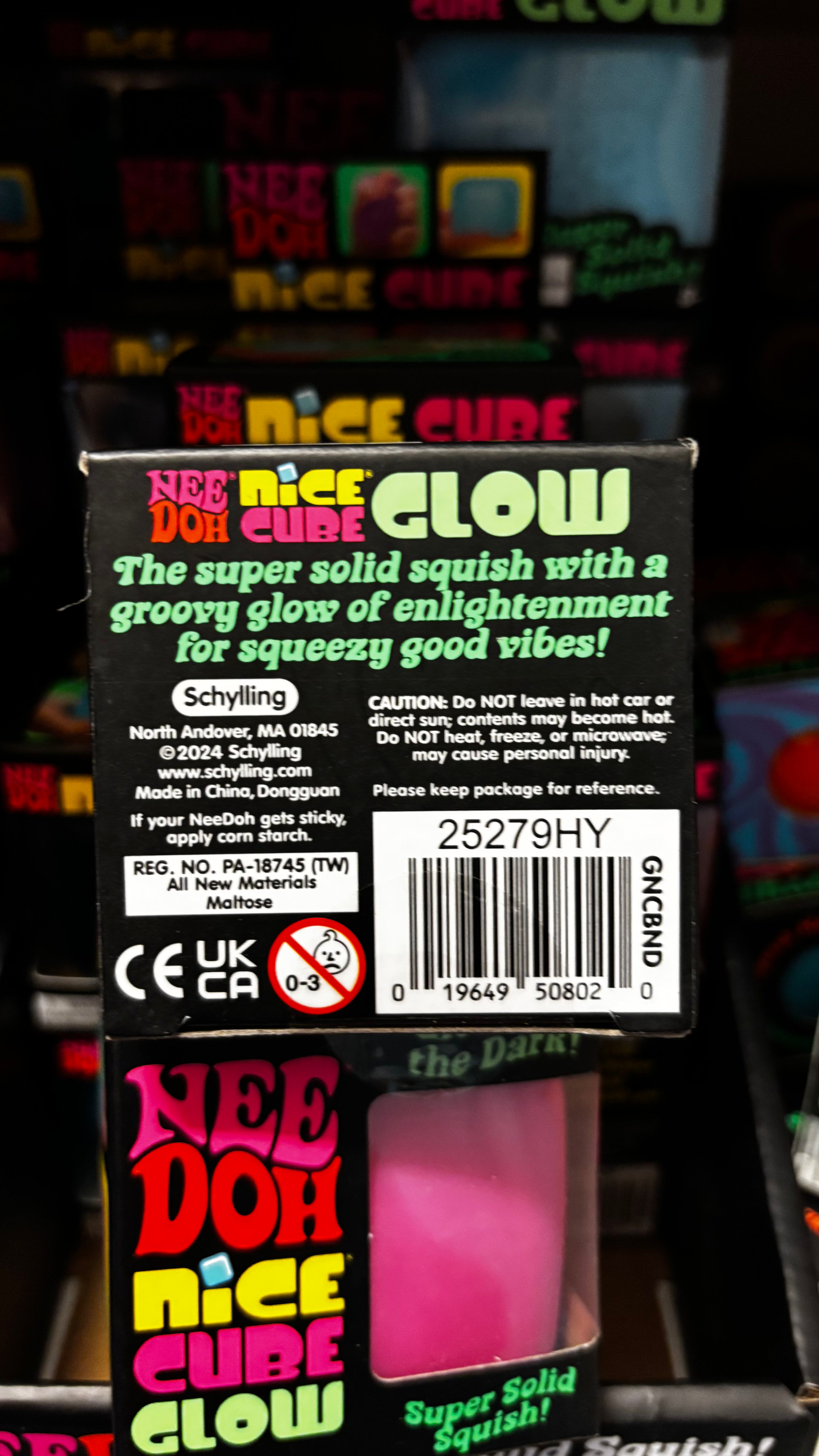 NeeDoh® Nice Cube GLOW Squishy Fidget Stress Ball (1pc) Assorted Colors