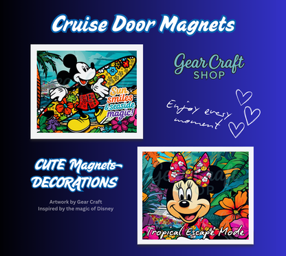 Tropical Cruise Door Magnets  | Fun Disney-Inspired Vacation Designs