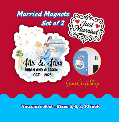 Just Married Cruise Magnet Set – Personalized Wedding Keepsake