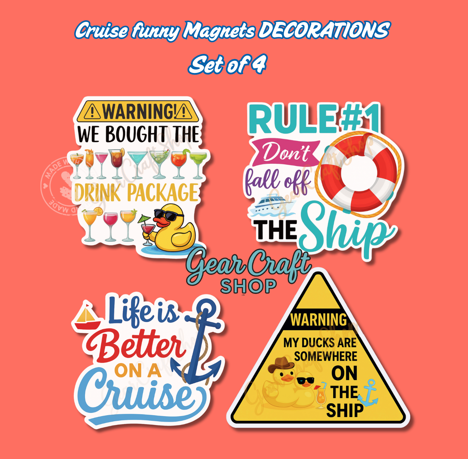 ⚓ Funny Cruise Memories Magnets – Set of 4 - style 032