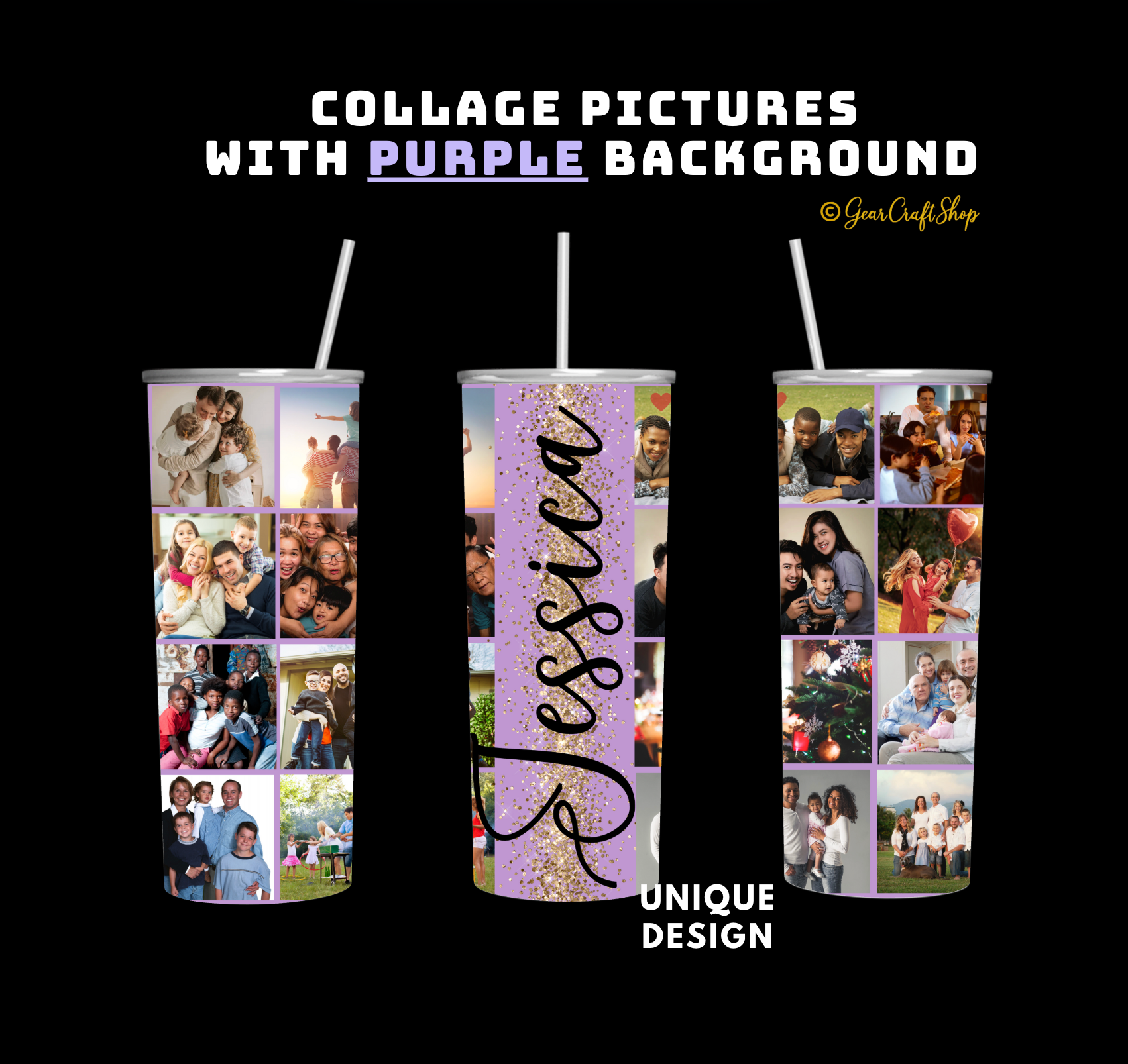 Personalized 16 Photos Tumbler  - 20oz Perfect Gift for Family, Holidays & Birthdays