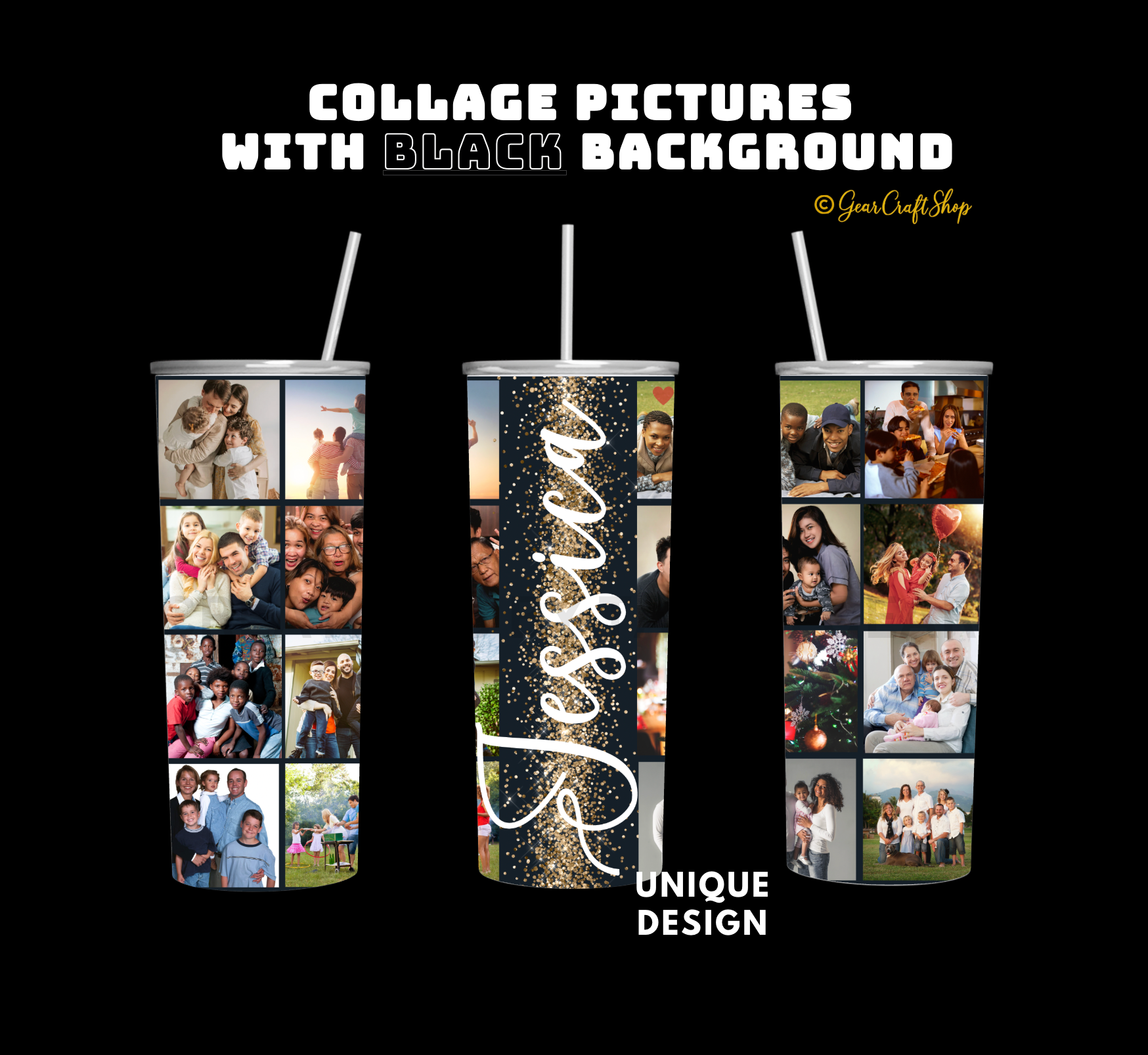 Personalized 16 Photos Tumbler  - 20oz Perfect Gift for Family, Holidays & Birthdays