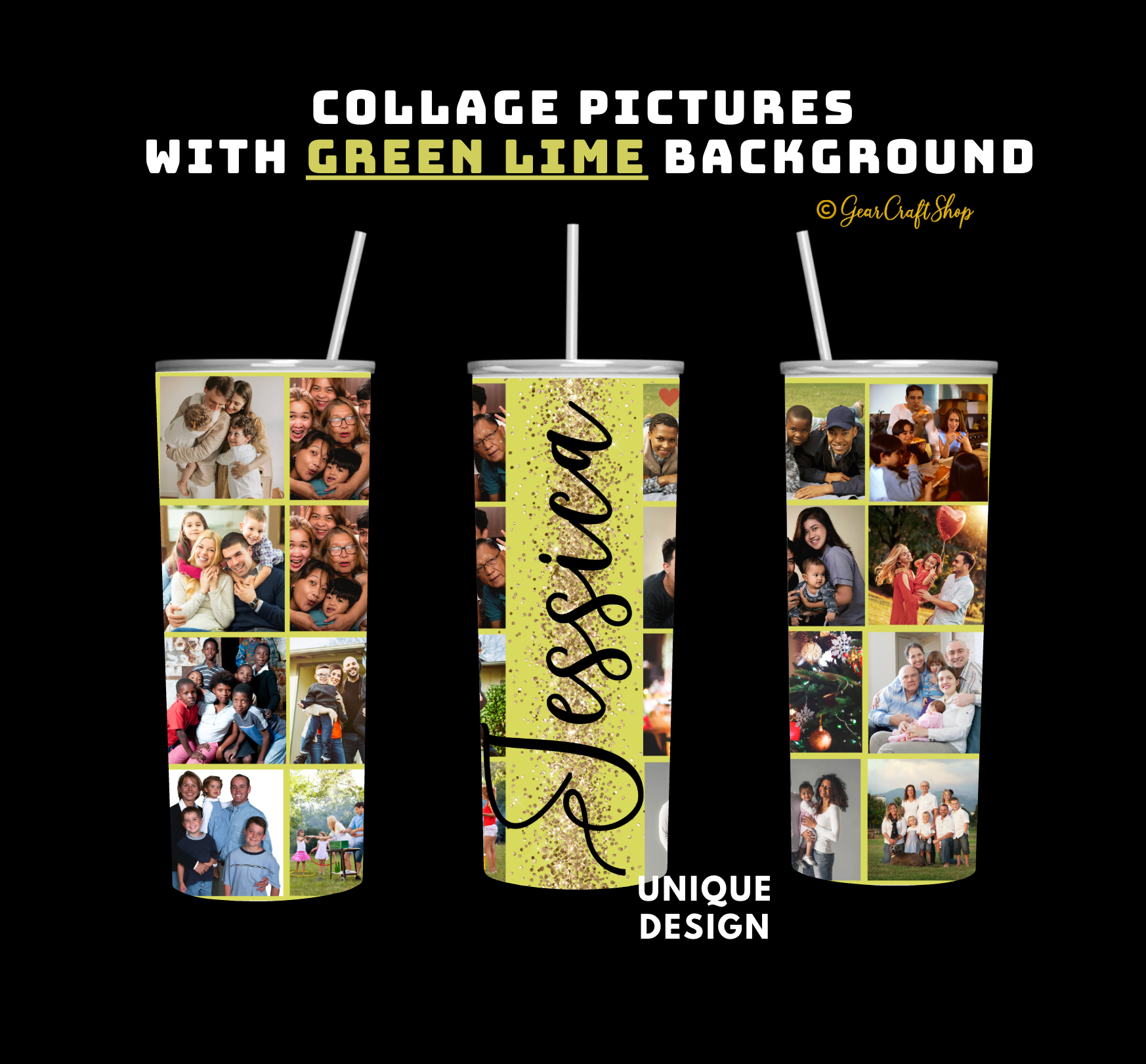 Personalized 16 Photos Tumbler  - 20oz Perfect Gift for Family, Holidays & Birthdays