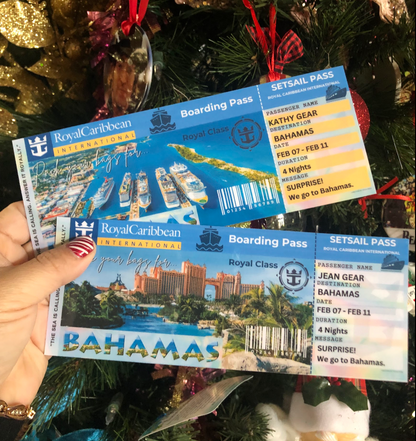 Cruise Printable Ticket Boarding Pass - Surprise Trip to BAHAMAS (Digital print at home)