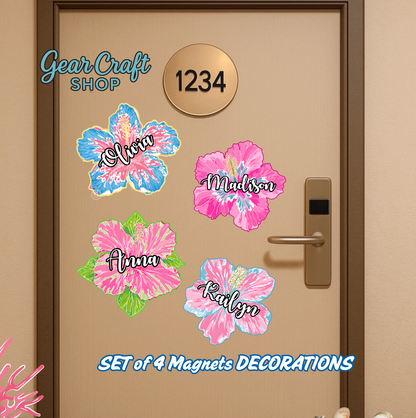 Tropical Hawaiian Flowers Personalized - Cruise Door Magnets
