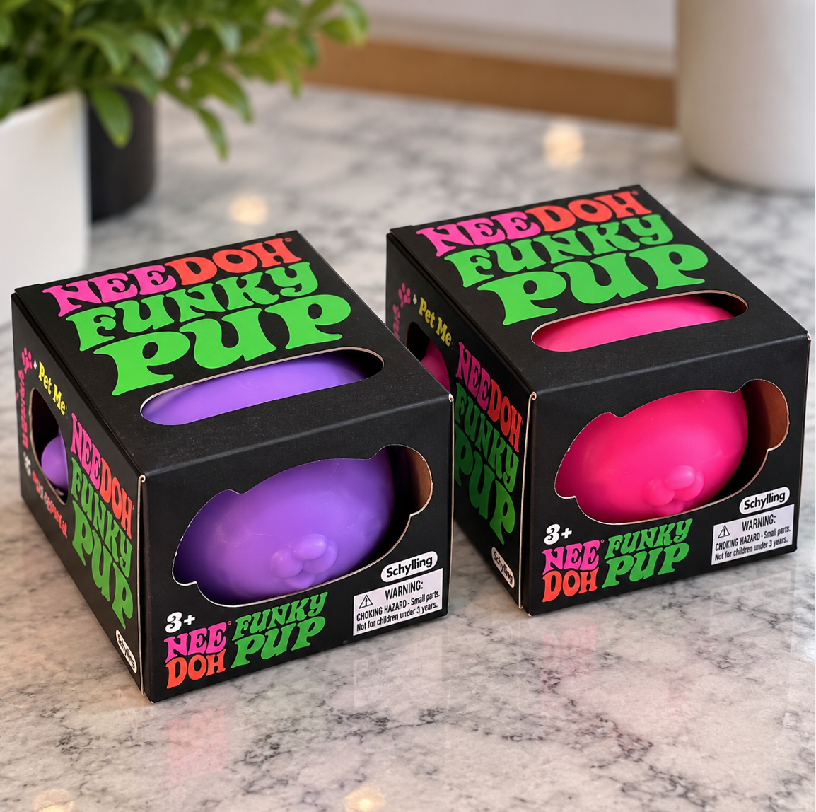 NeeDoh Funky Pup 2-Pack Bundle - Pink & Purple Squishy Dogs
