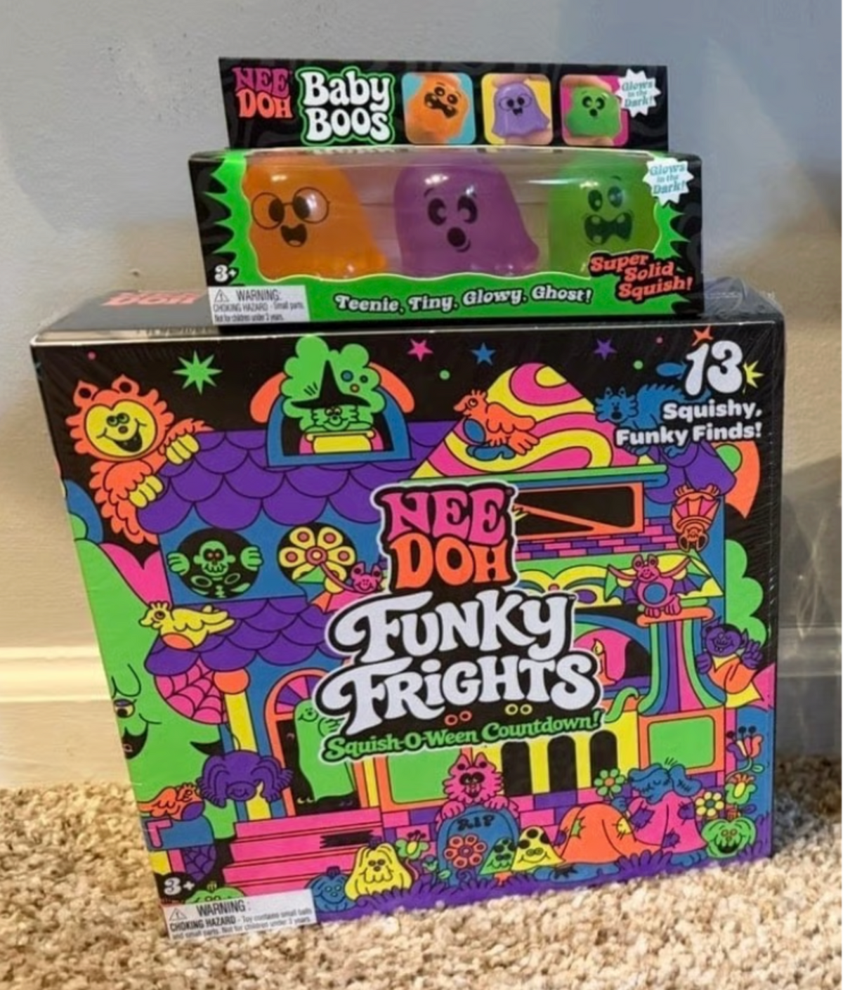 Rare NeeDoh 4-Piece Collector Bundle: Polar Glow, Candy Swirl, Jack-Glow & Snowball Crunch