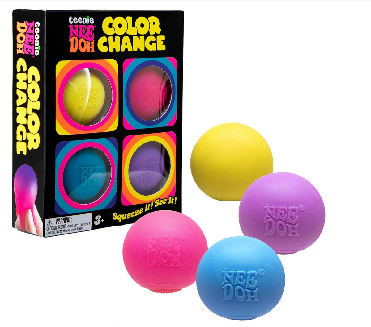 NeeDoh Teenie Color Change – 4-Pack Squishy Set