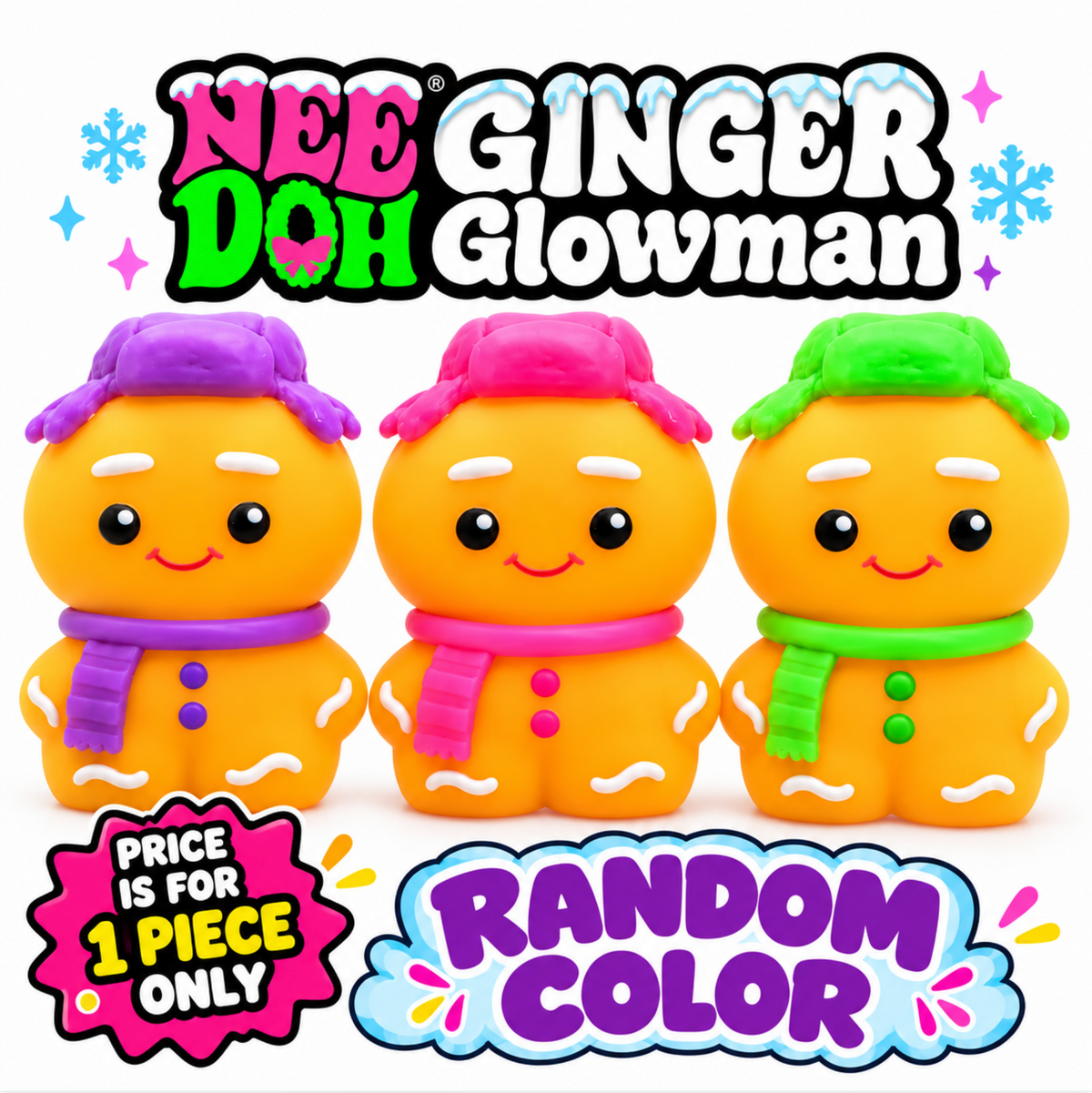 NeeDoh Ginger Glowman – Collectible Mystery Color (1 Piece)