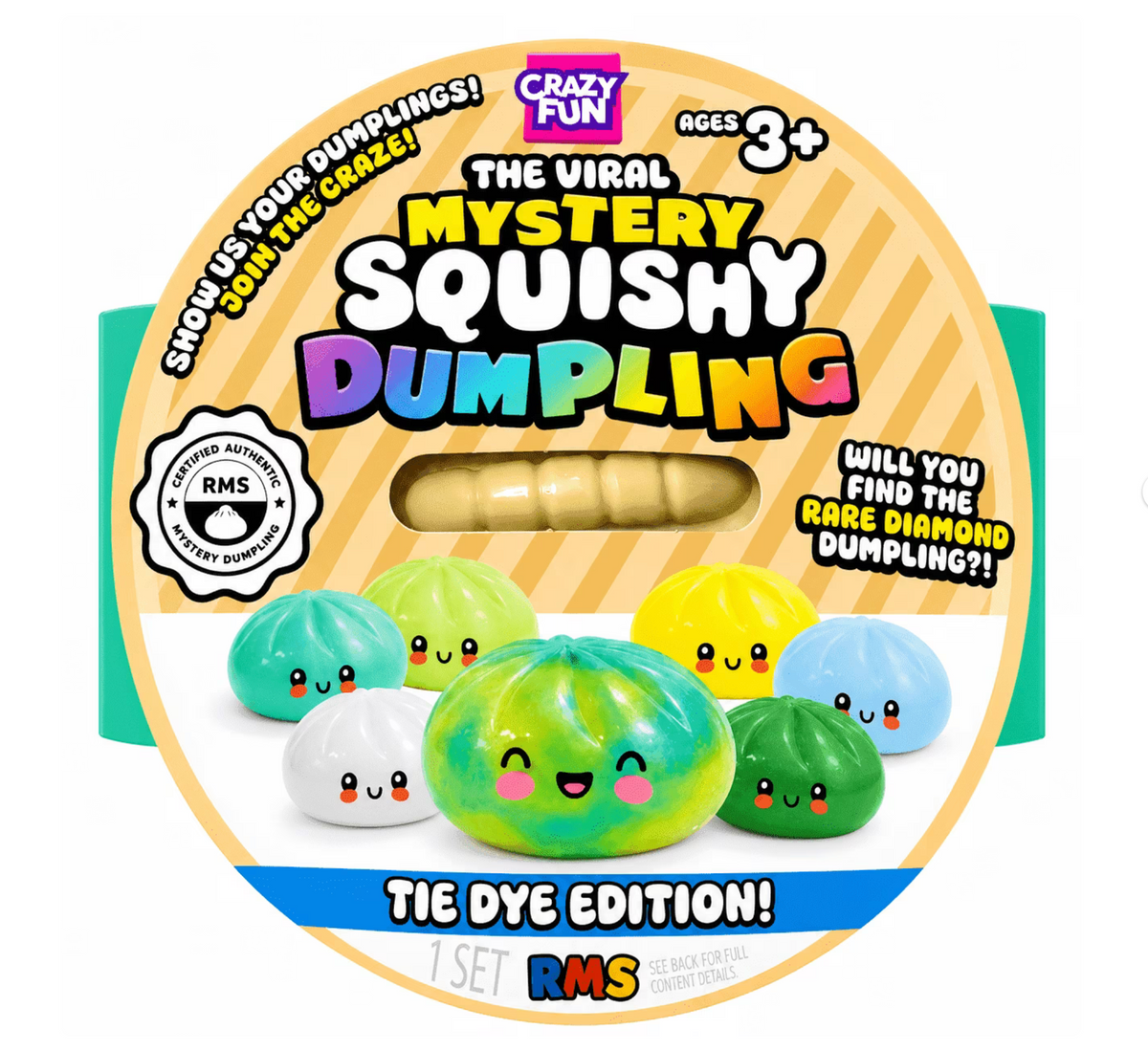 RMS Mystery Tie Dye Dumpling Squishy – 1 Mystery Color