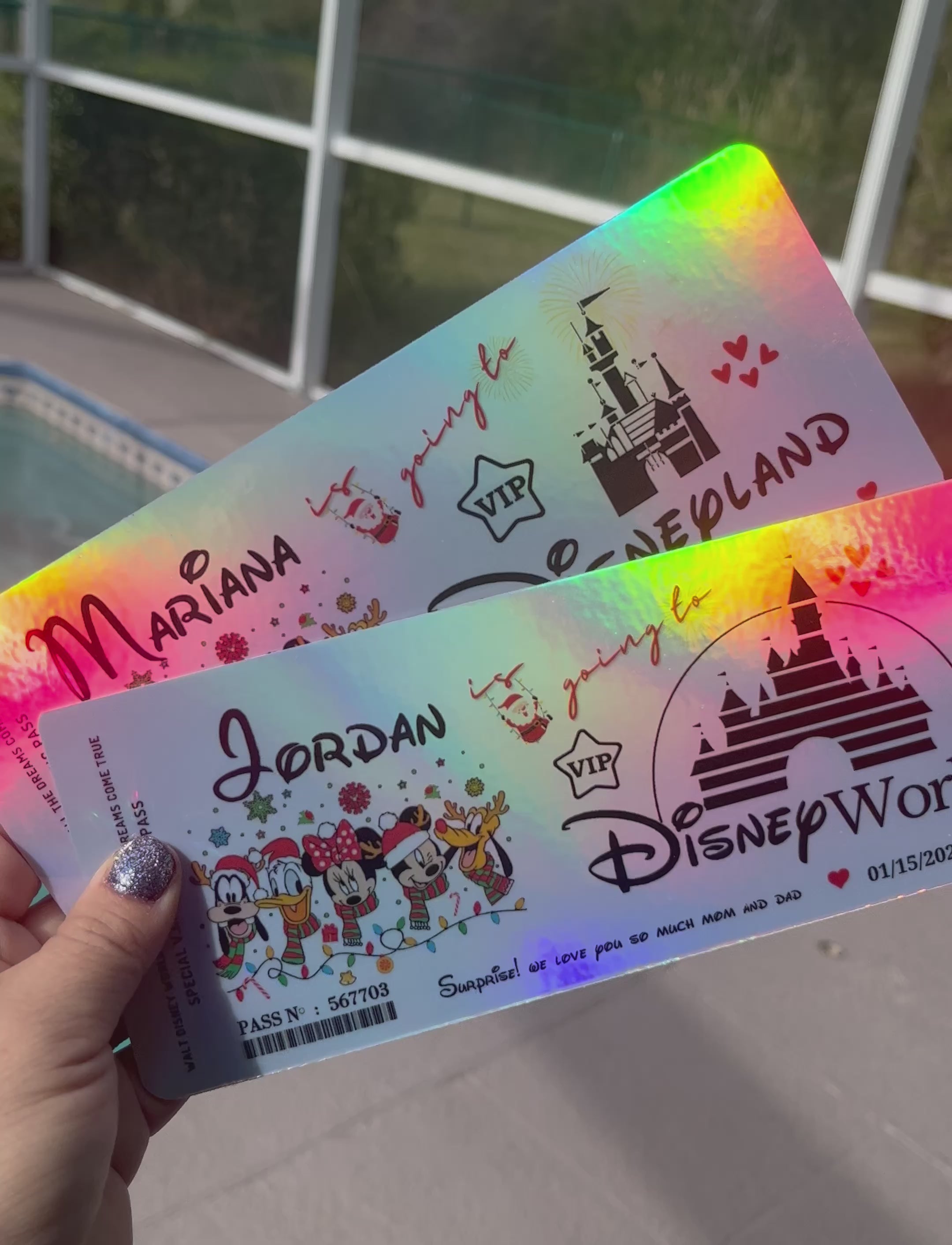 Load video: 🎄 Christmas Surprise Ticket – Holographic Holiday Reveal Gift for Kids