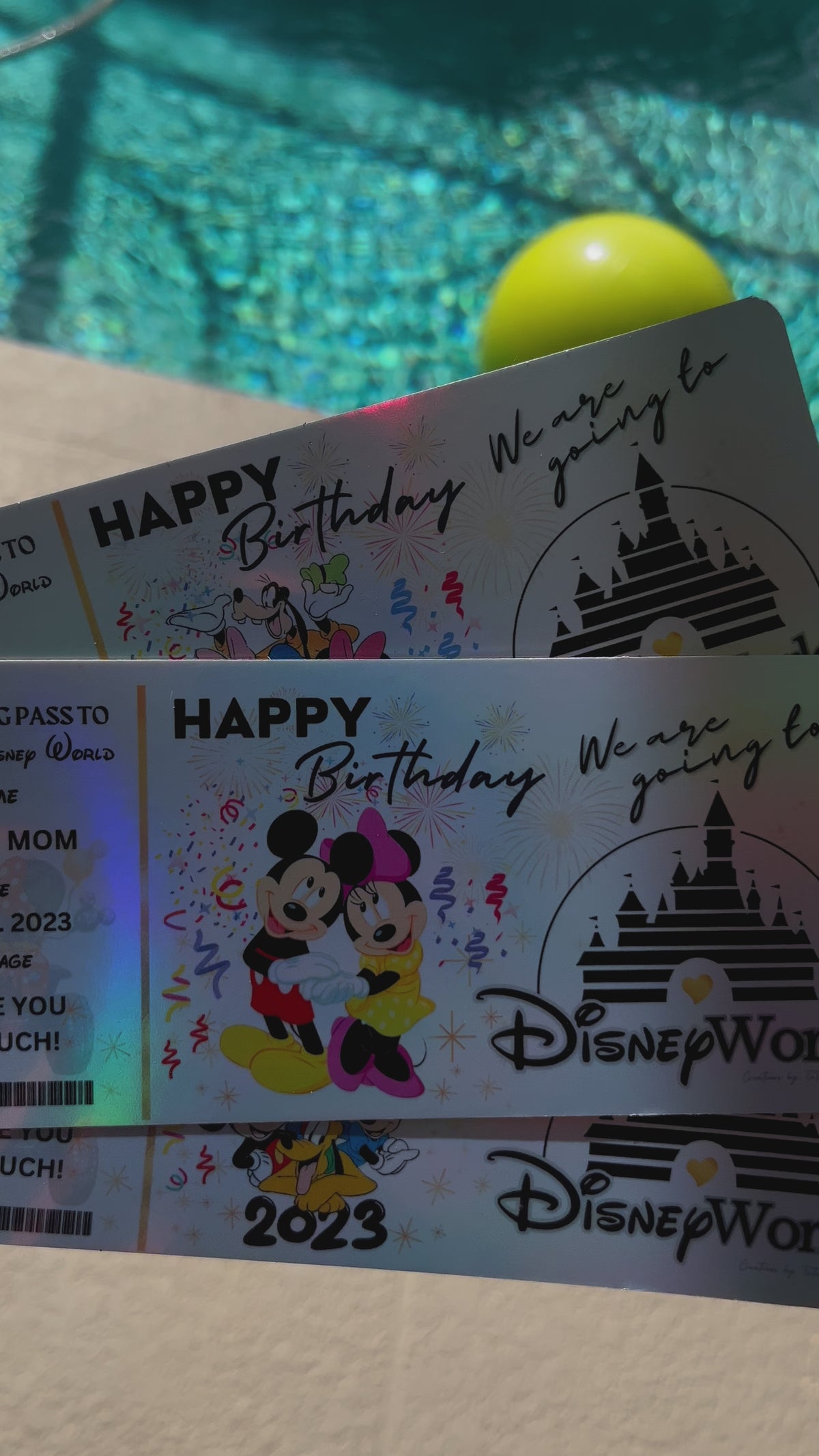 Premium Holographic Birthday Surprise Ticket – Personalized Disney Reveal!